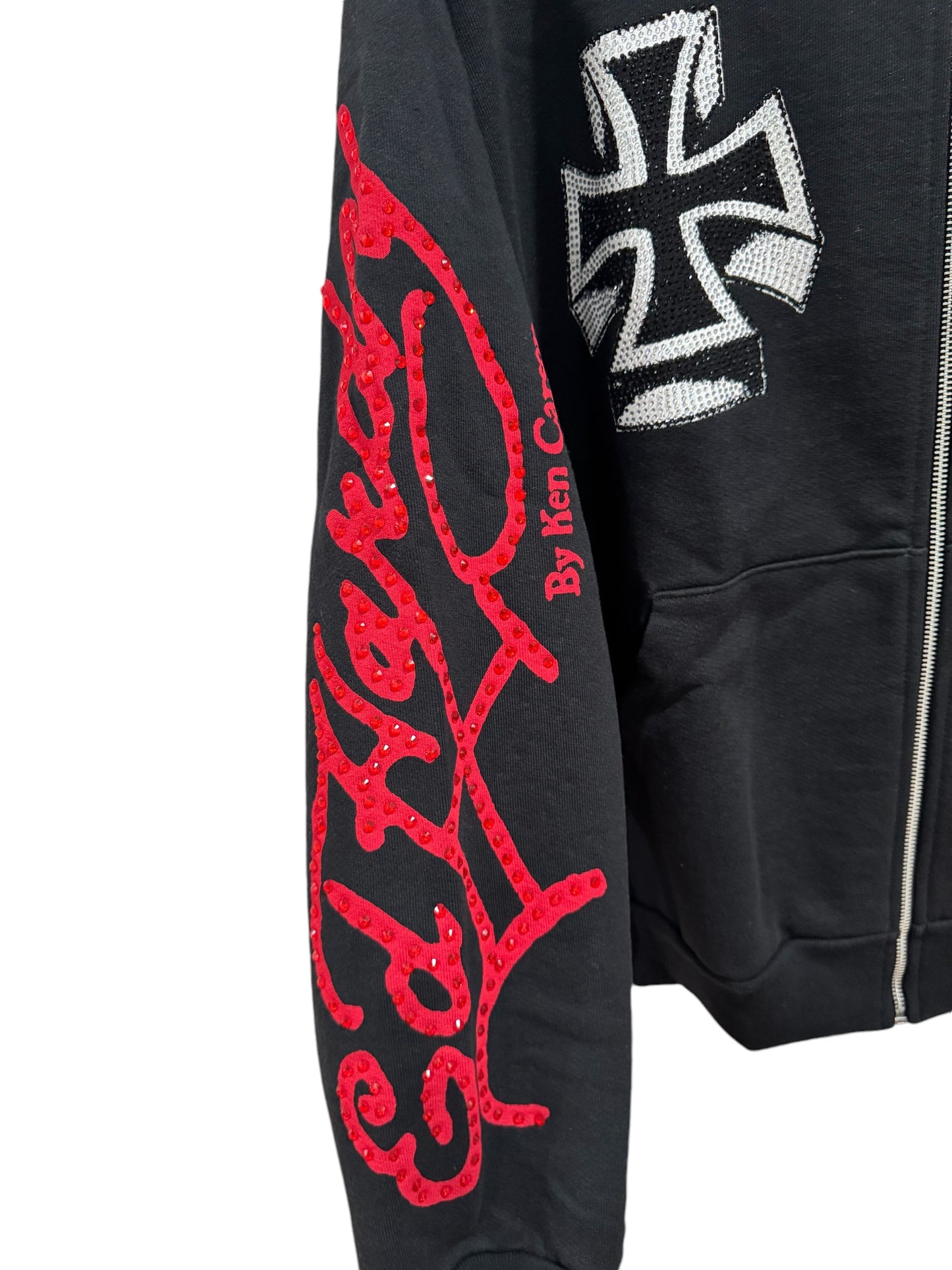 Ed Hardy x Ken Carson XMan Rhinestone Hoodie Black