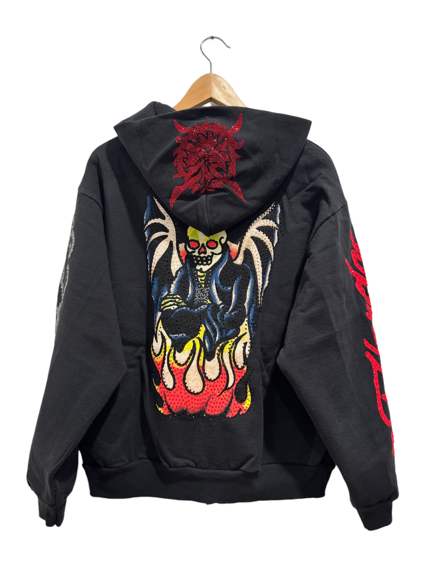 Ed Hardy x Ken Carson XMan Rhinestone Hoodie Black