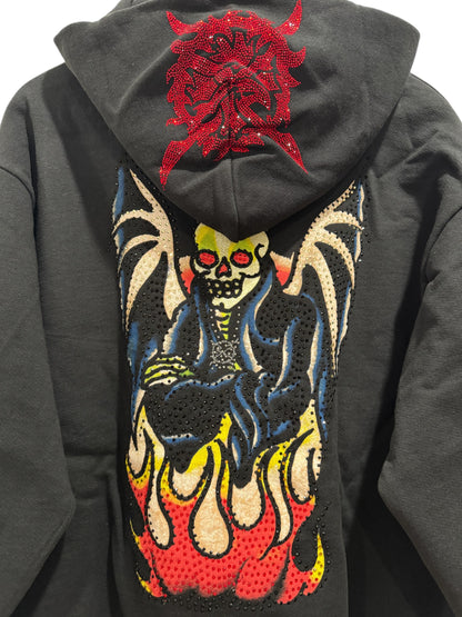 Ed Hardy x Ken Carson XMan Rhinestone Hoodie Black