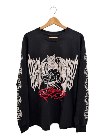 Ed Hardy x Ken Carson Chaos Rhinestone Long Sleeve Tee Black