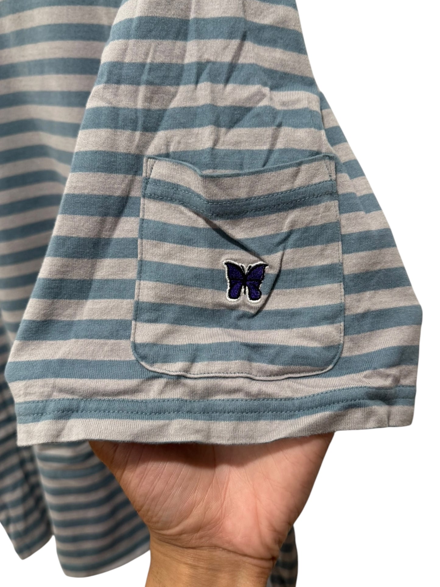 Needles Stripe Tee Blue Grey
