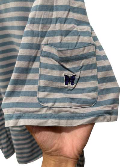 Needles Stripe Tee Blue Grey